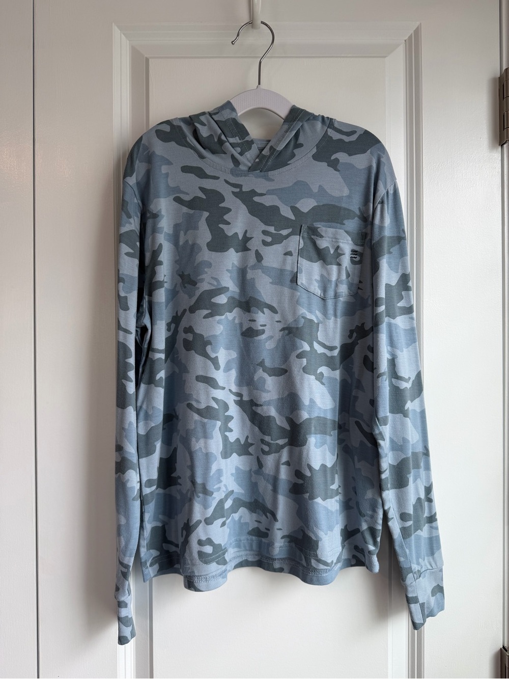 Free Fly Youth Bamboo Shade Hoodie Blue Camo Size Medium